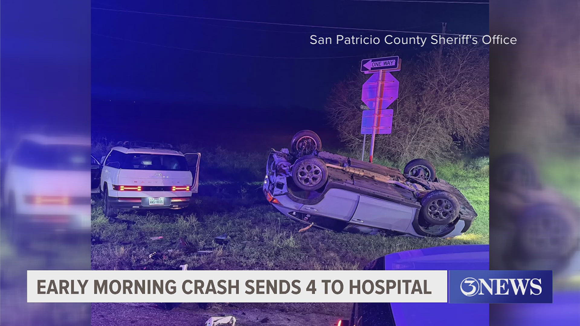 Four hospitalized after rollover crash near Odem, Sheriff Rivera says