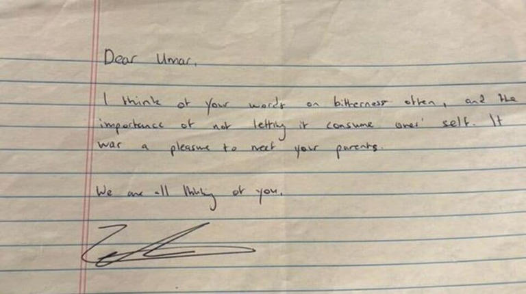 New York City mayor Zohran Mamdani's handwritten letter to Umar Khalid ...