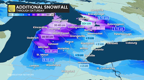 20-50 cm possible as dangerous snow squalls continue into Friday