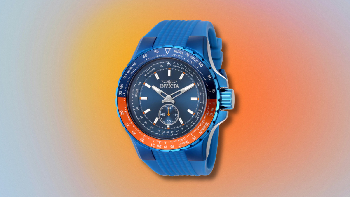 This blue and orange Invicta aviator watch is 88% off