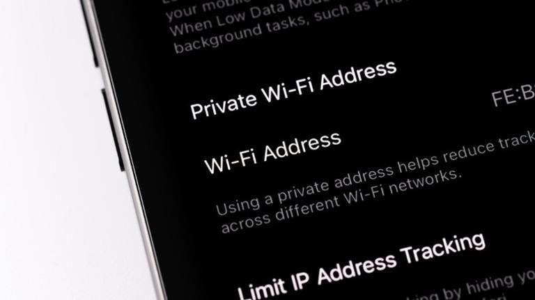 Private Wi-Fi Address option on an iPhone