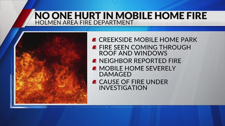 No one hurt in Holmen mobile home fire