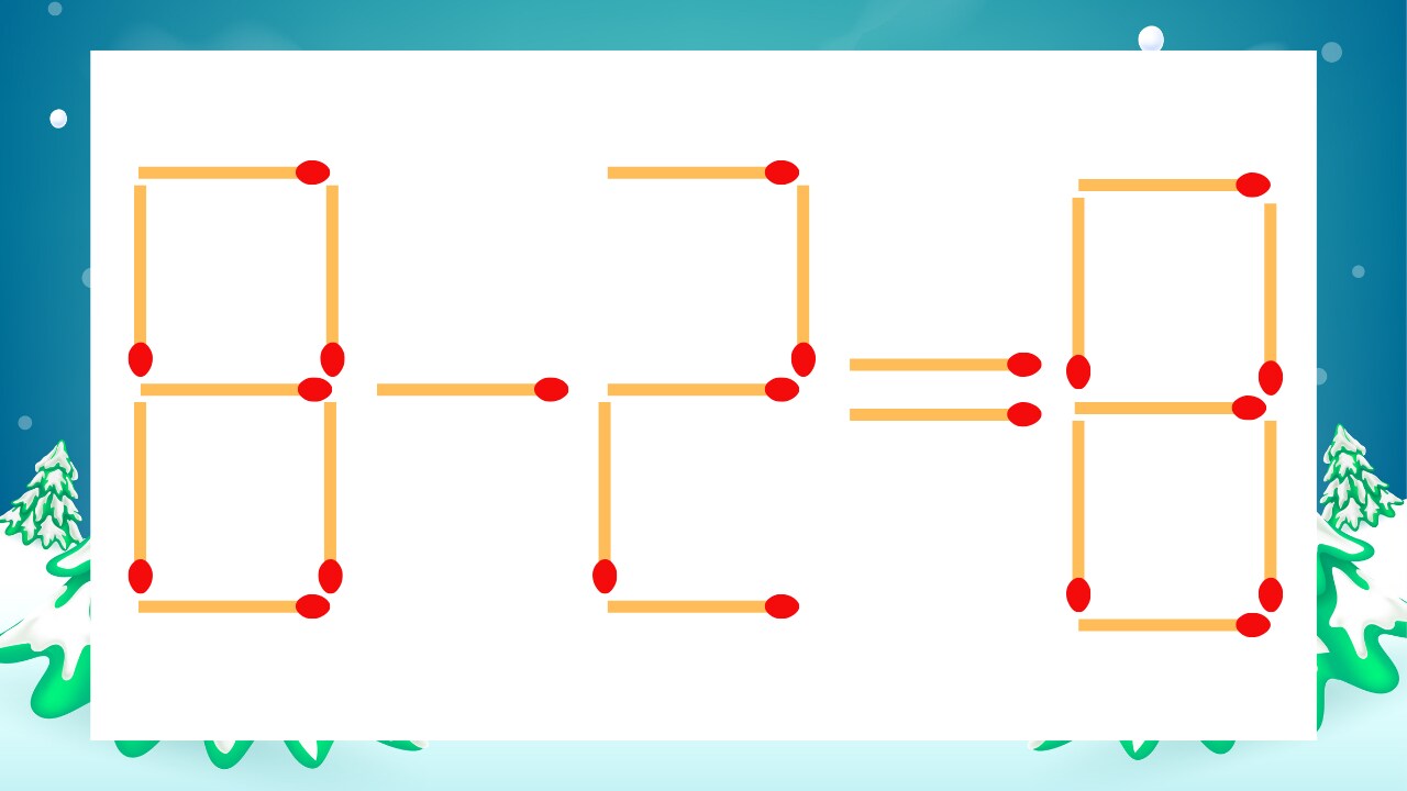 マッチ棒クイズ】1本だけ動かして正しい式に：8-2=8?