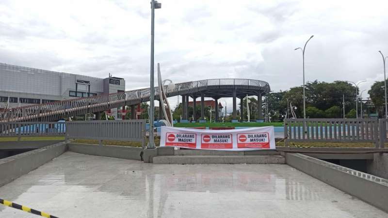 RTH Bundaran Besar Palangka Raya Tutup, Ini Alasan PUPR Pasang Spanduk Larangan Masuk