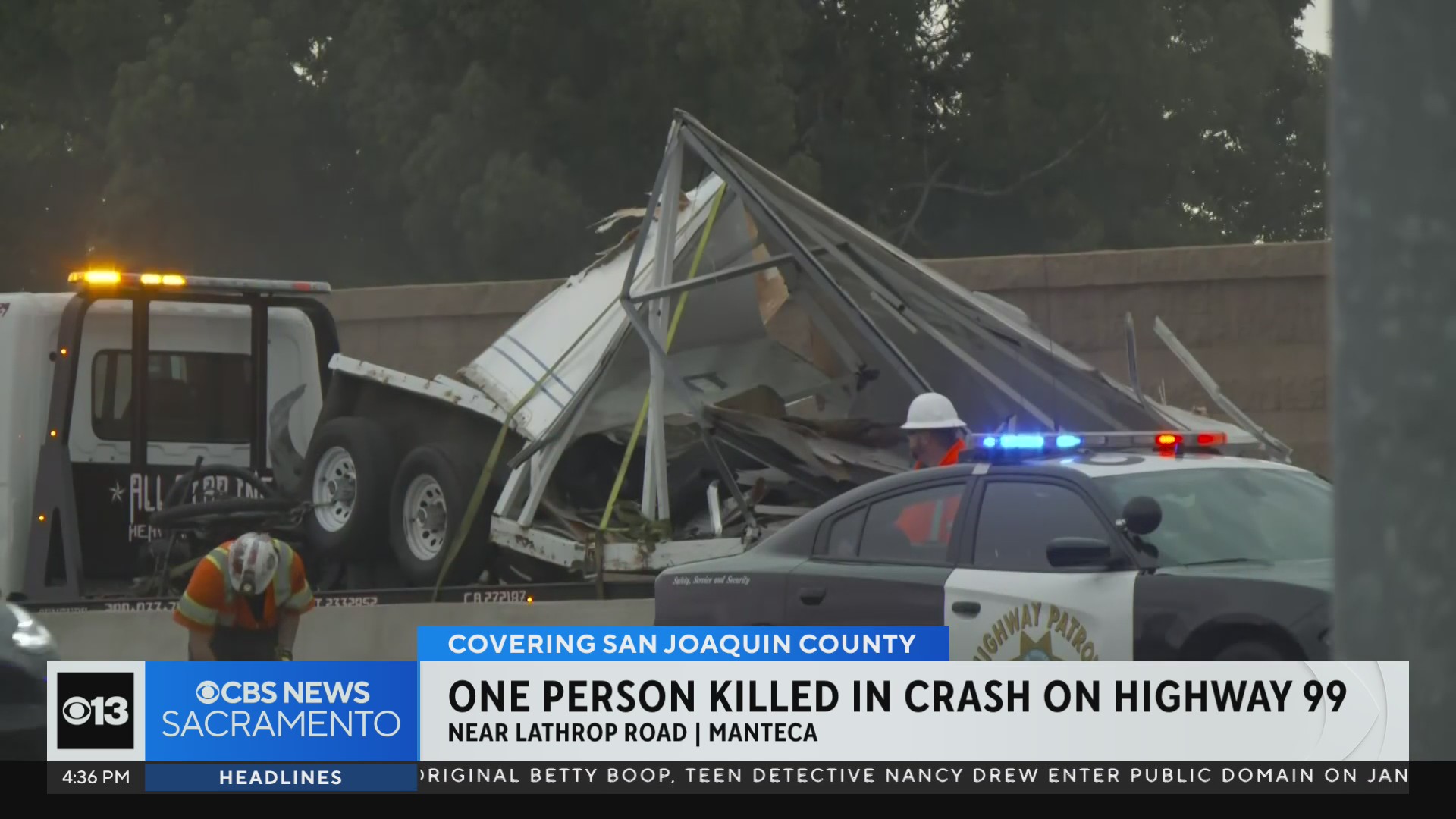 1 person killed in Highway 99 crash in Manteca