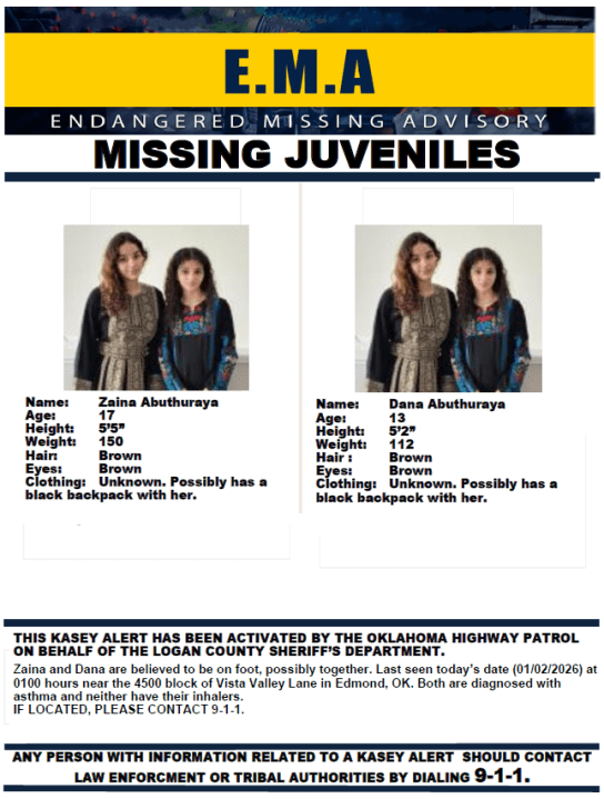 Endangered missing advisory canceled for two teens last seen in Edmond ...
