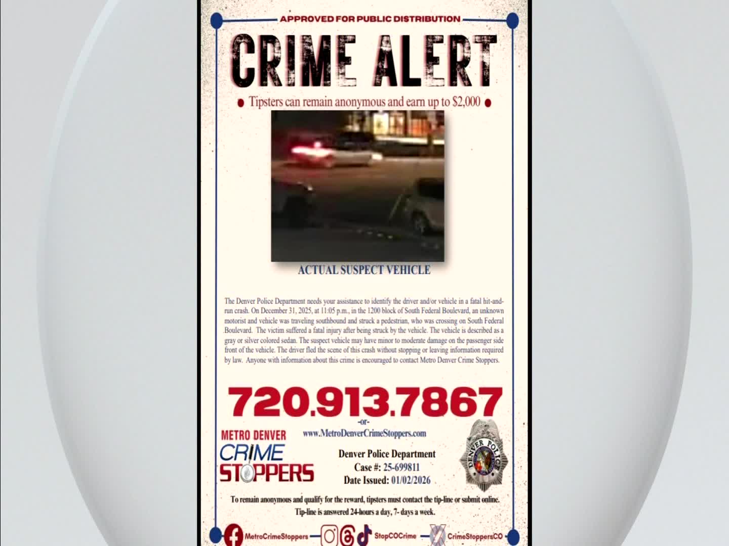 Denver police searching for driver responsible for hitting, killing ...