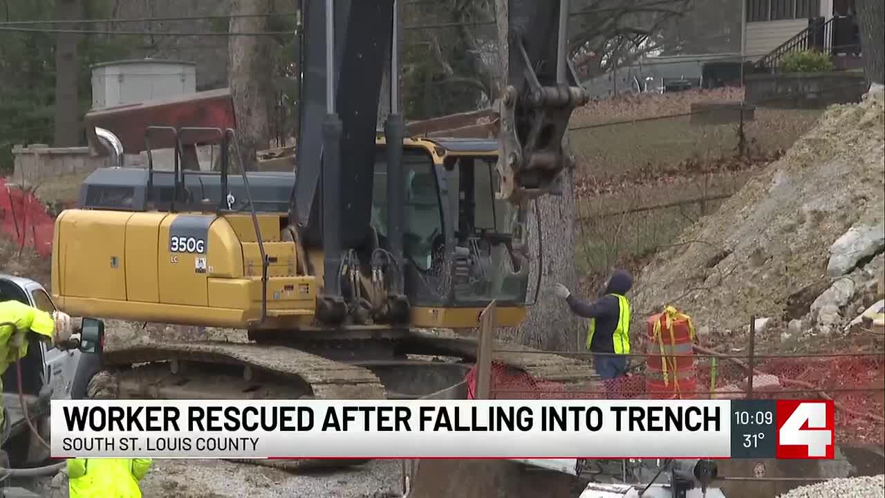 Worker rescued after falling into trench of wet cement in St. Louis County