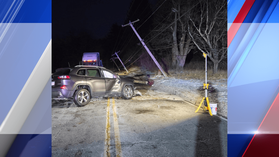 Driver charged with OUI after crashing into multiple telephone poles