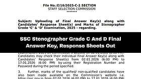 SSC stenographer grade C and D exam 2025: Final answer key, response ...