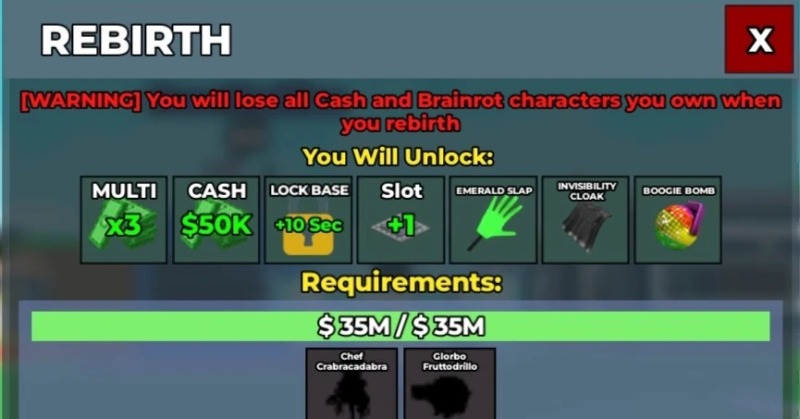 Complete Rebirth Guide in Steal a Brainrot Roblox (All Levels & Rewards)