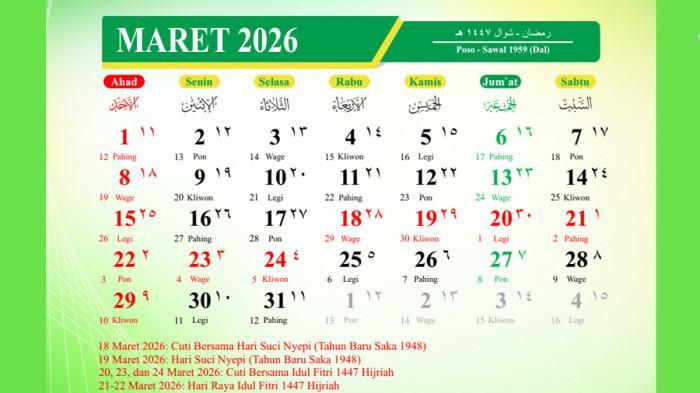 Jadwal Libur Lebaran 2026: Tanggal Merah dan Cuti Bersama