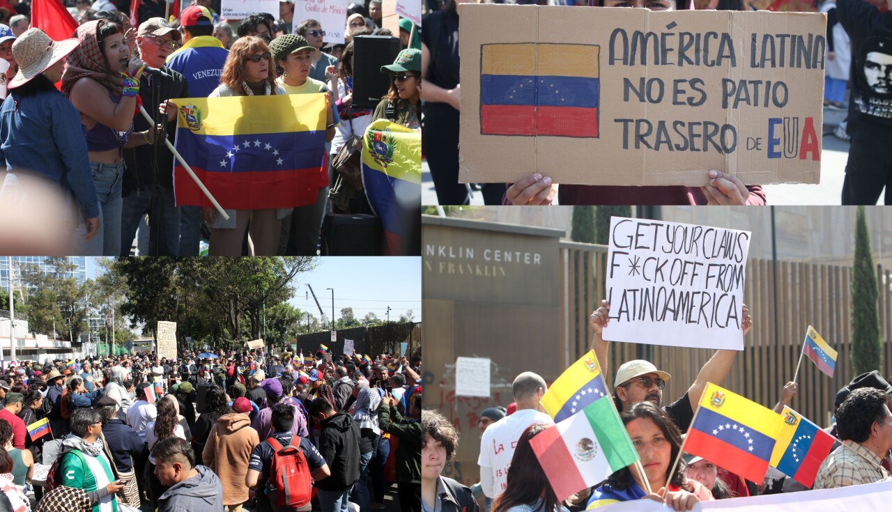 Cientos protestan en la embajada de EU en México tras ataque a Venezuela
