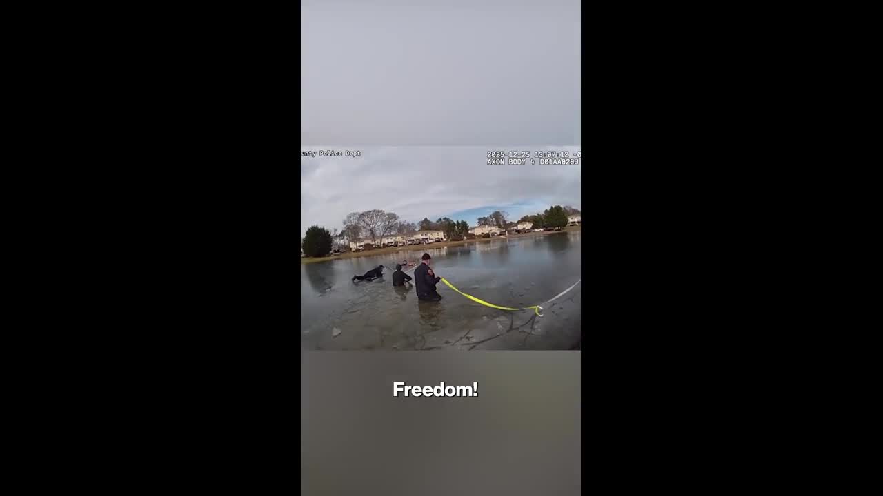 Hero cop crawls across ice to save 8-year-old stuck in frozen pond