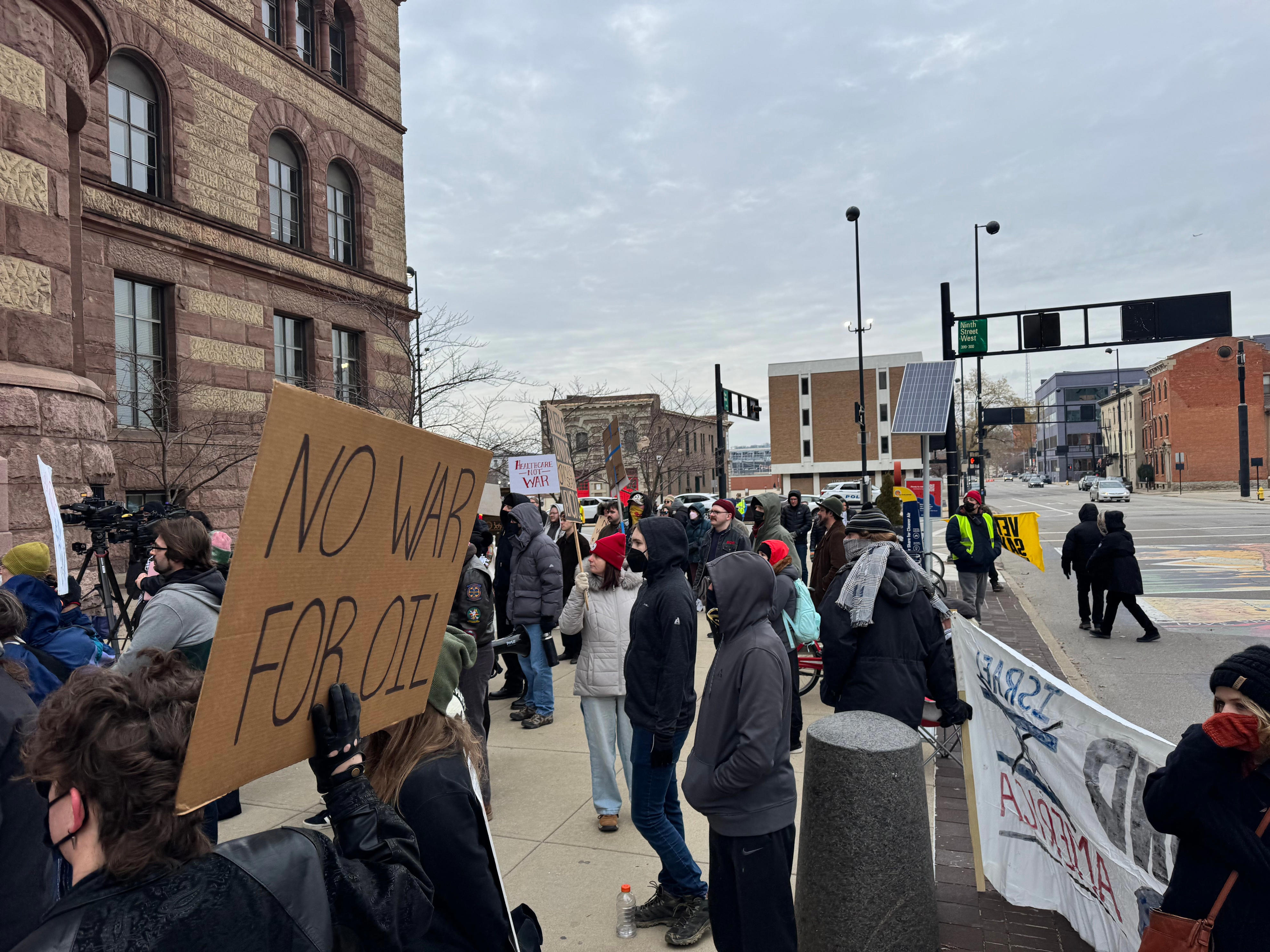 Dozens protest in Cincinnati to oppose Trump's strike on Venezuela