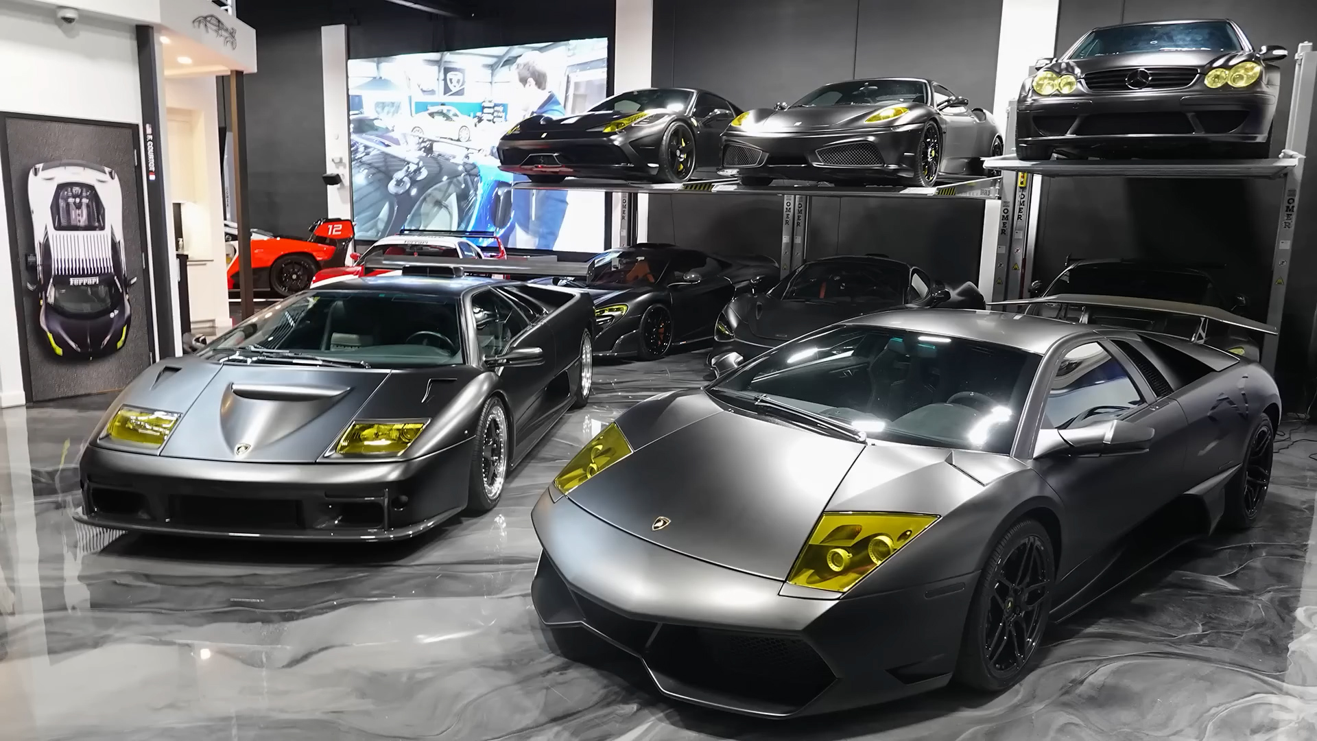 Inside a private supercar garage in Miami