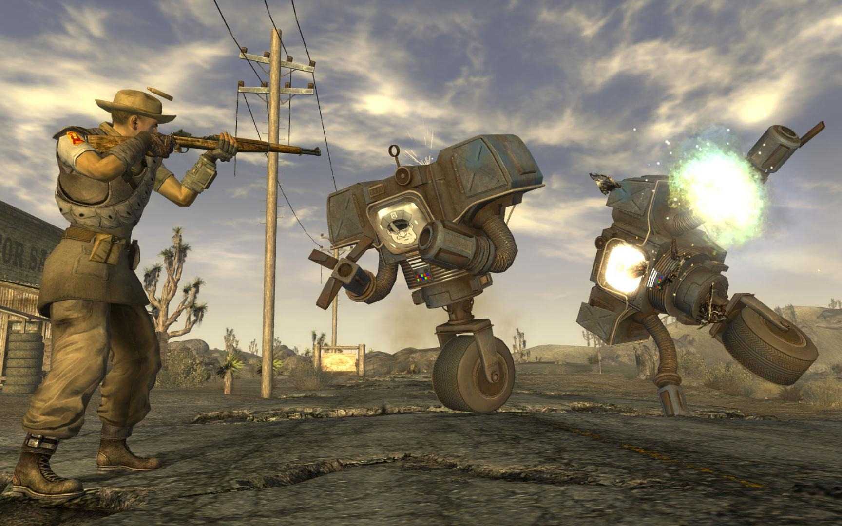 Fallout new vegas screenshot shooting robots