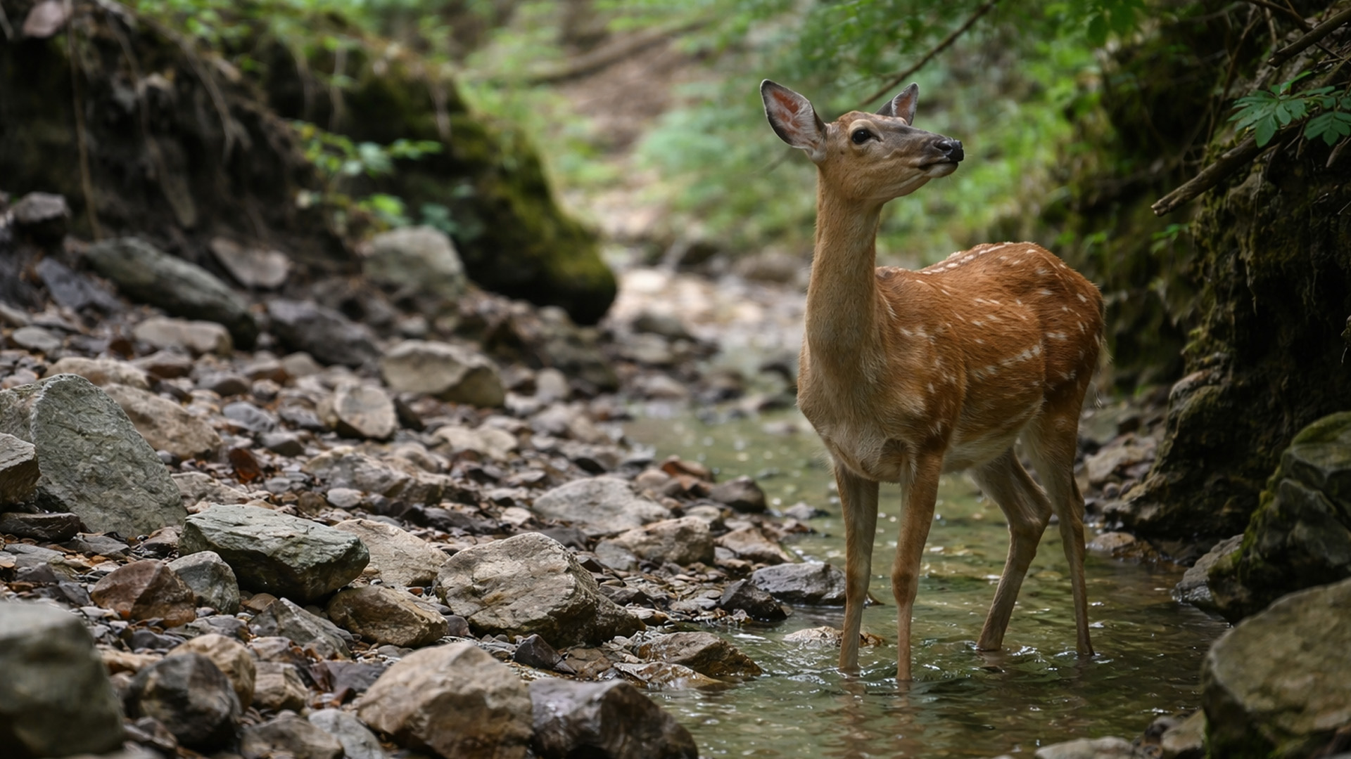 Wildlife moments caught on a hidden river camera