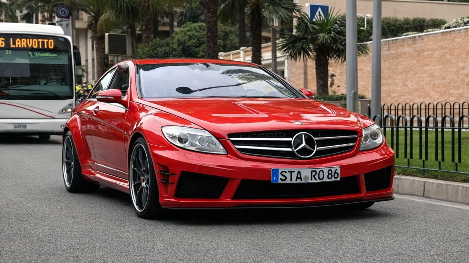 Red Mercedes coupe turns heads in Monte Carlo