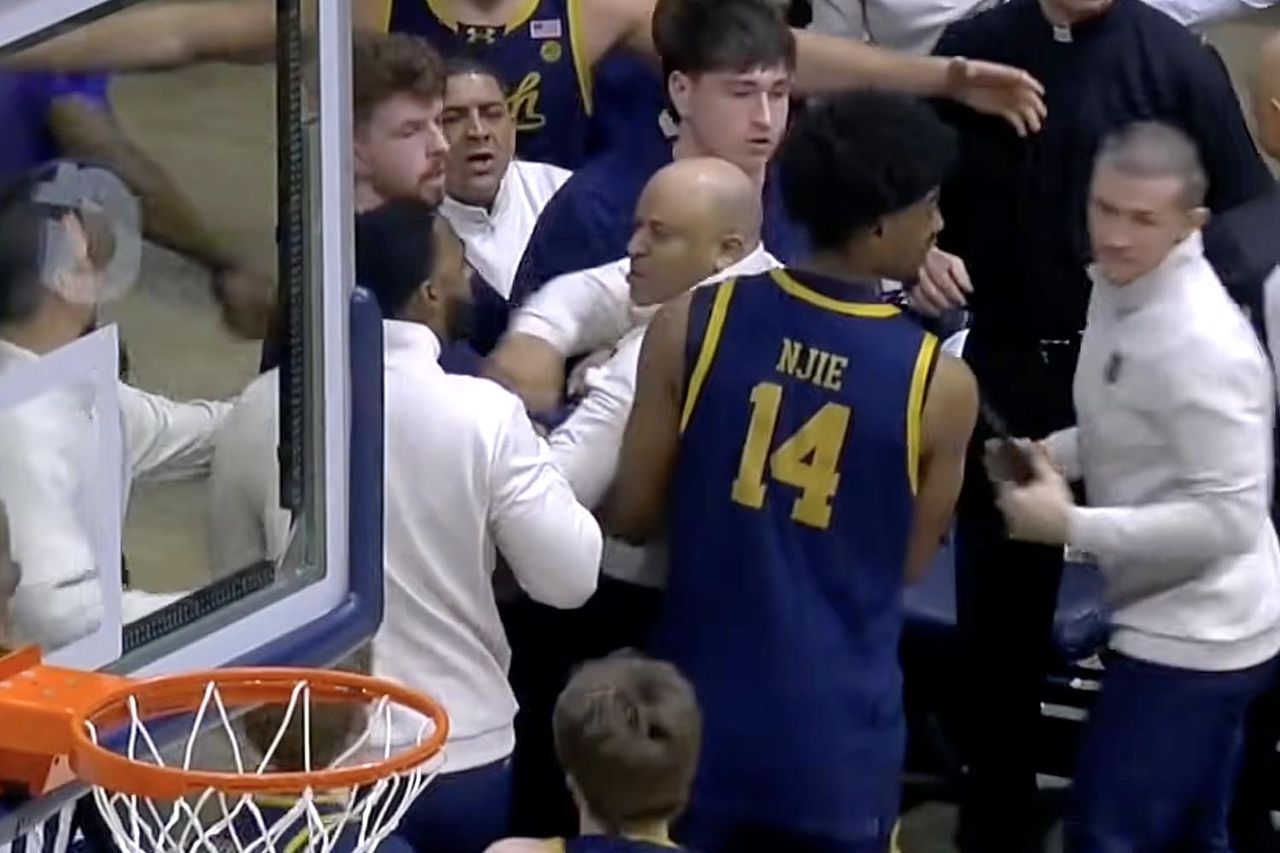 Notre Dame coach charges at referee following controversial call, as ...