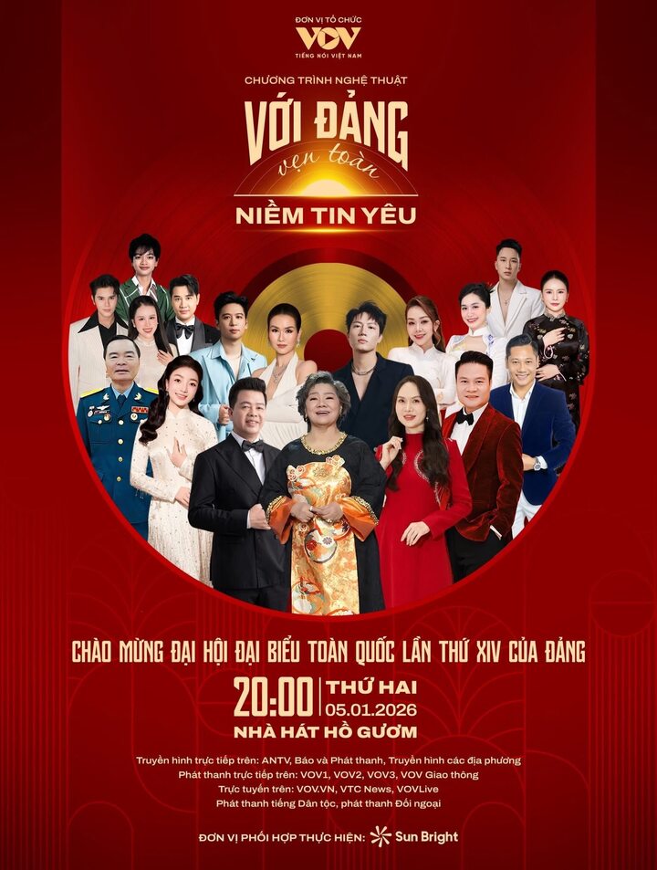 Dàn nghệ sĩ góp mặt trong chương trình nghệ thuật với Đảng vẹn toàn niềm tin yêu