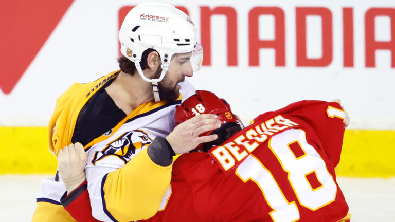 Hague burns Flames with late goal, Predators net victory