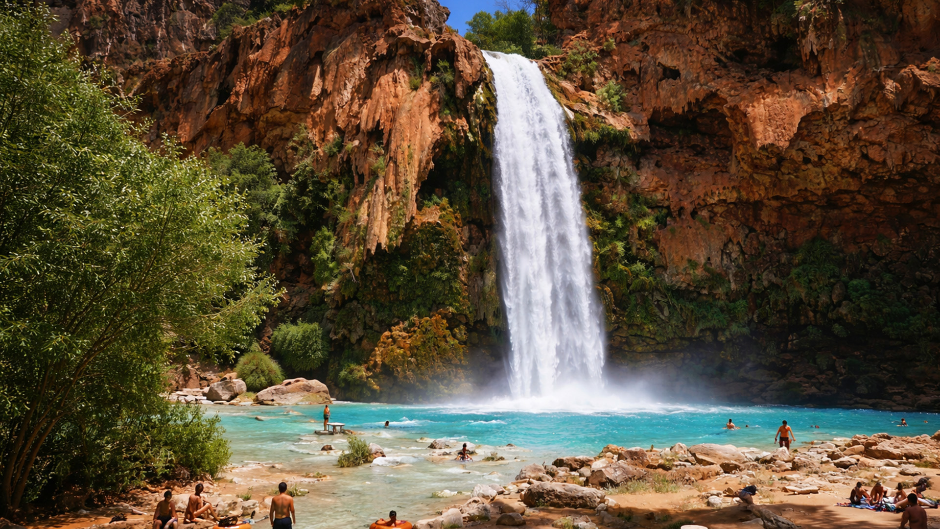 Hiking Havasupai Falls Arizona remote canyon route (4K)