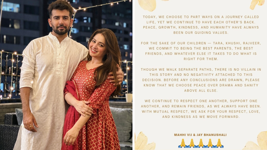 Popular television actors Jay Bhanushali and Mahhi Vij have officially  announced their separation after their 14 year-long marriage