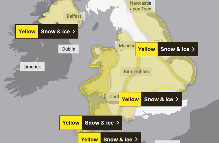 Met Office maps show latest snow and ice warnings as cold snap ...
