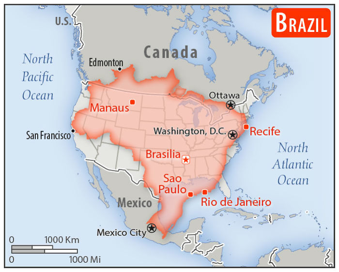 30 Countries Compared To The United States With A Real Scale Perspective