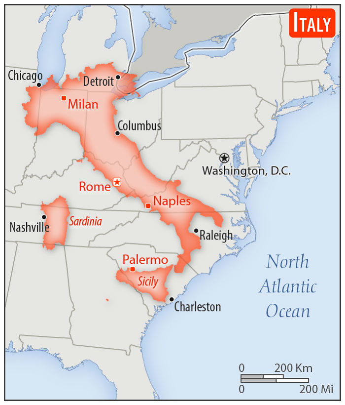 30 Countries Compared To The United States With A Real Scale Perspective