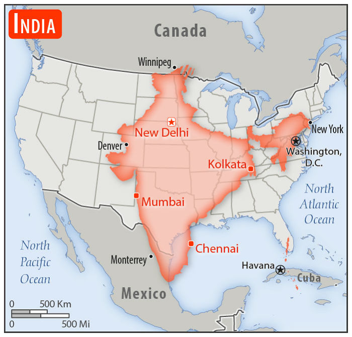 30 Countries Compared To The United States With A Real Scale Perspective