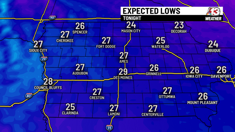 Mild start, snowy end to the work week in Iowa