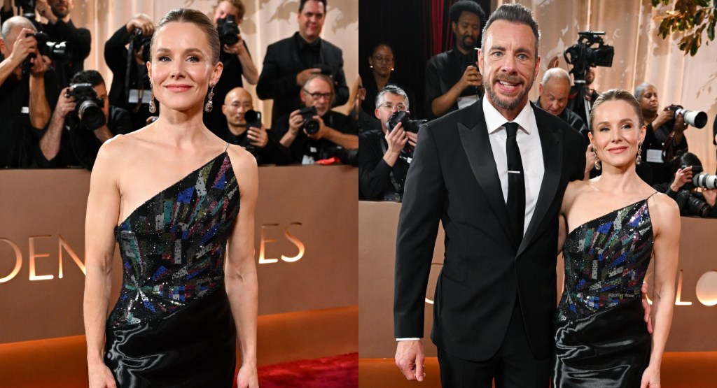 Kristen Bell chooses Giorgio Armani for Golden Globes date night with Dax  Shepard