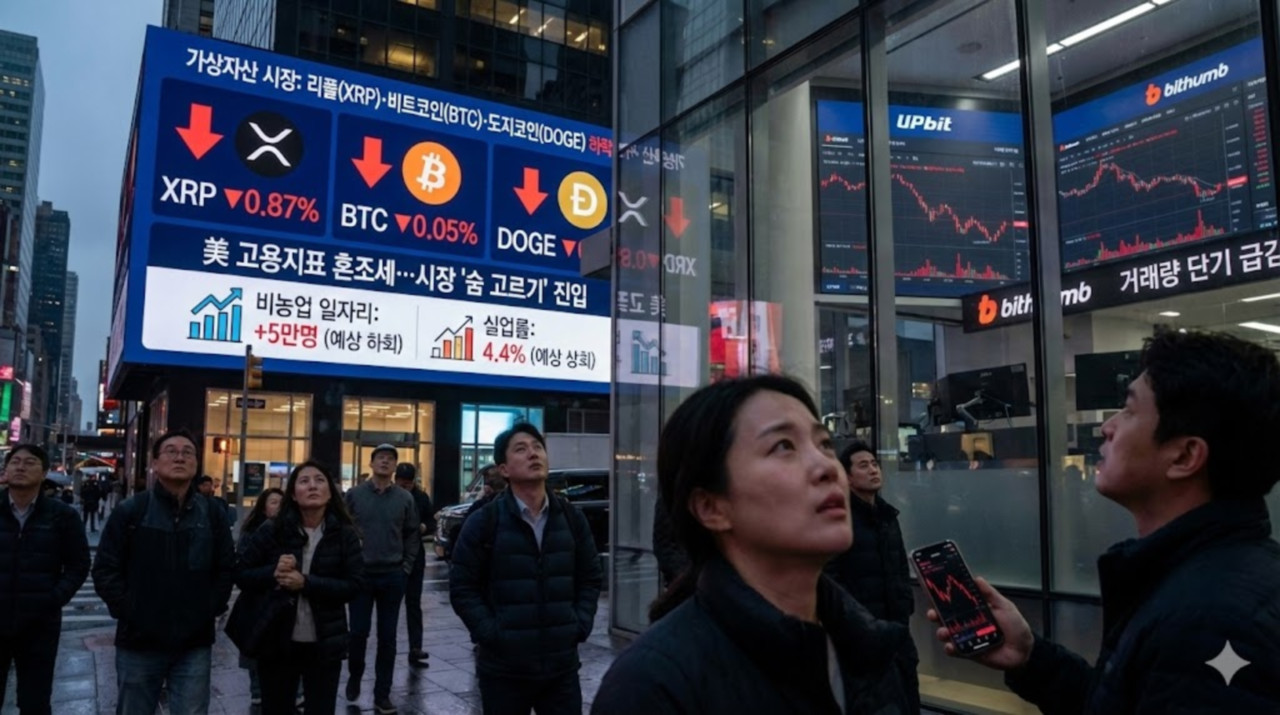 리플·비트코인·도지코인 하락…미 고용지표 엇갈린 신호에 가상자산 시장 숨 고르기