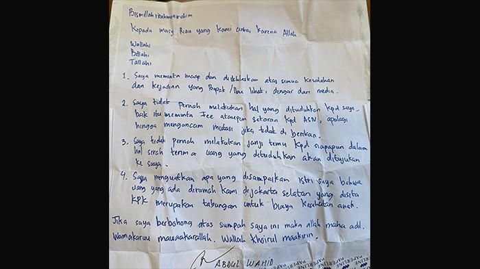 Isi Surat Gubernur Riau Nonaktif Abdul Wahid dari Rutan KPK,Bersumpah Tak Lakukan yang Dituduhkan