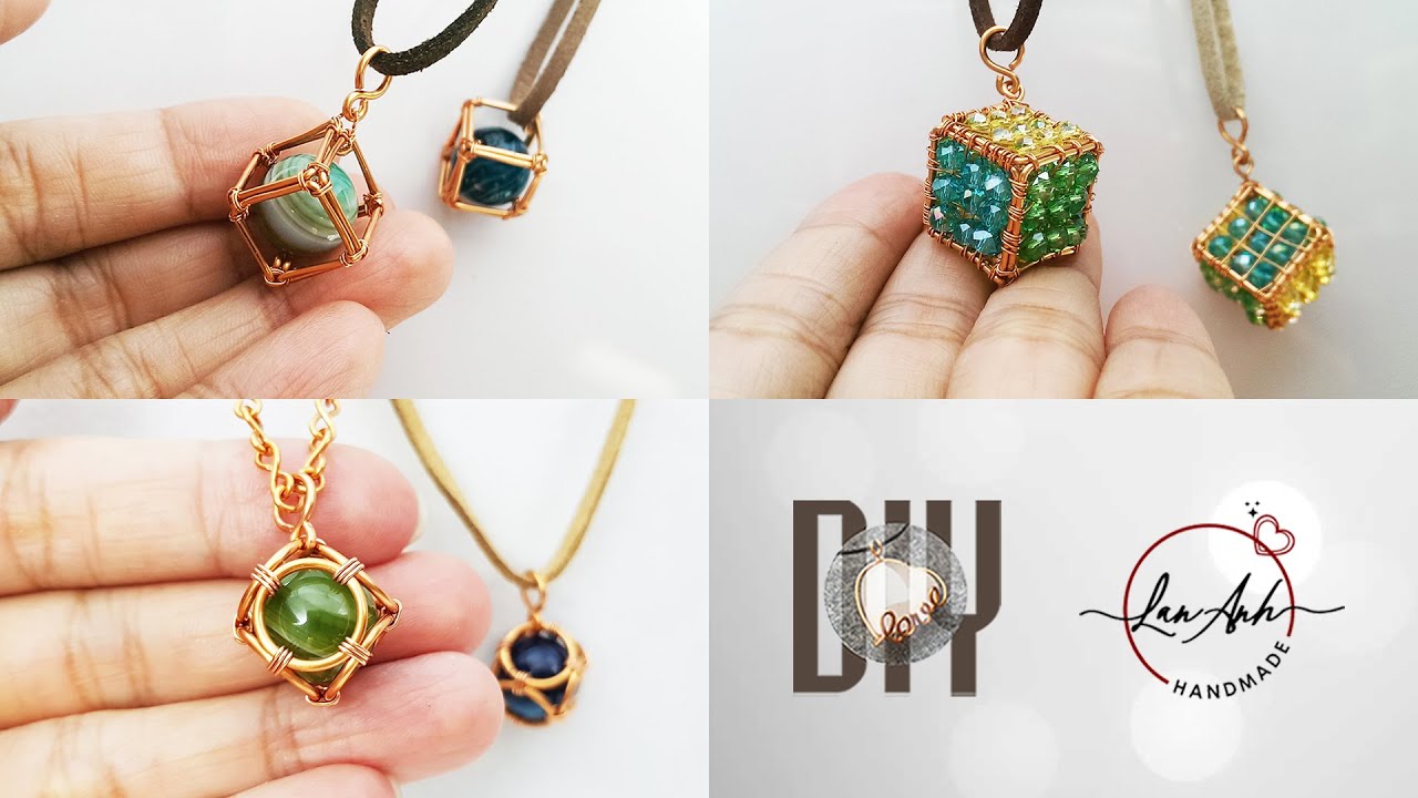 3 Making Cube pendant - How to wrapping big stone without holes or ...