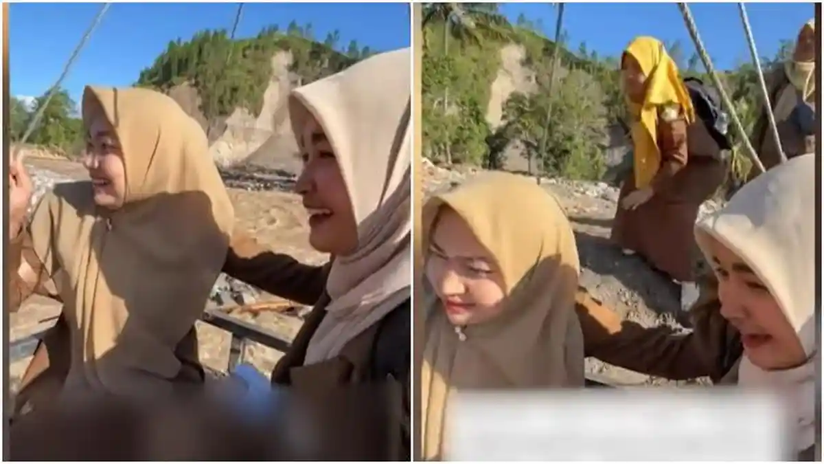 Nasib guru di daerah terdampak banjir Aceh, harus seberangi sungai naik sling: apapun kondisinya