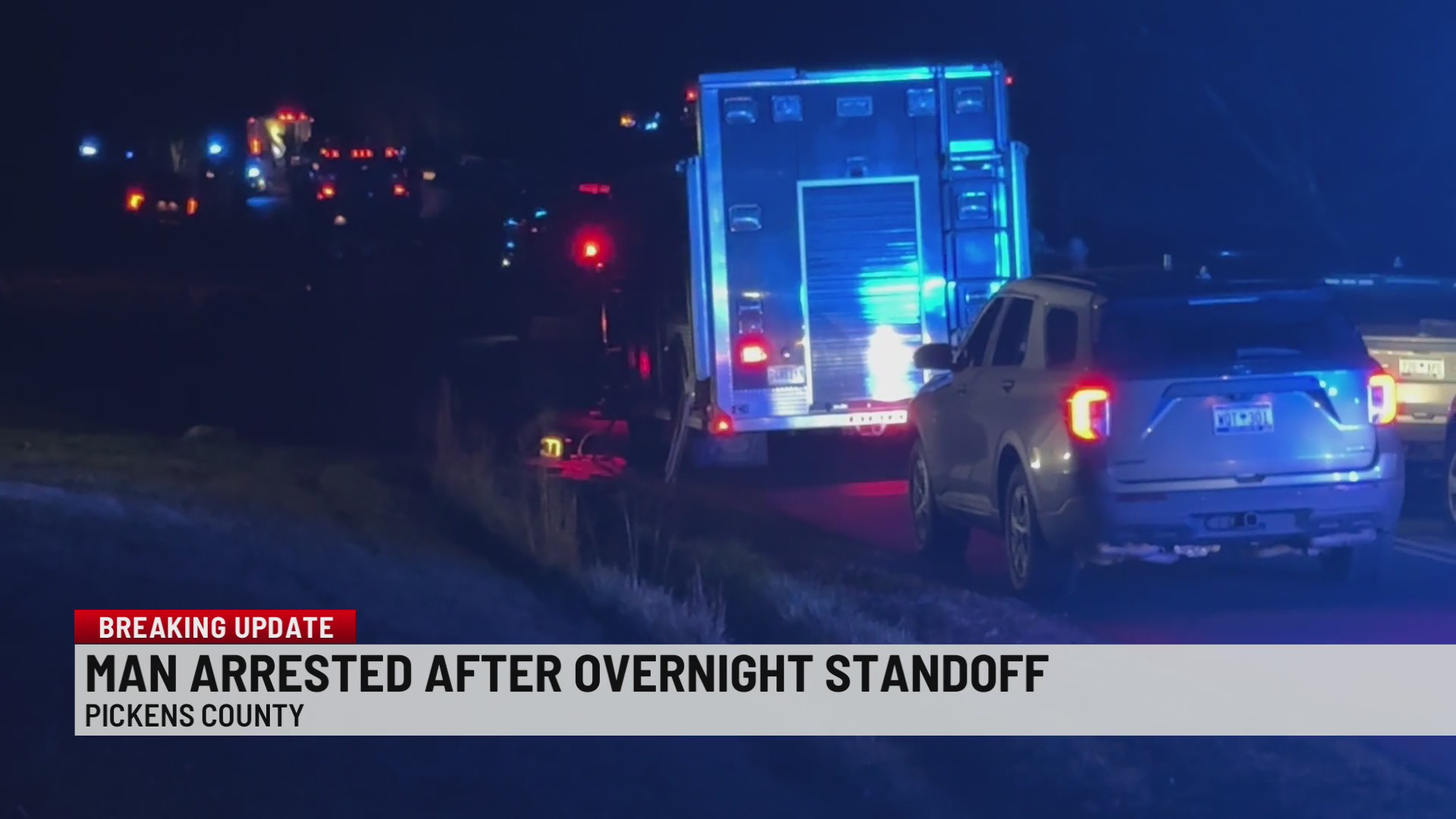 One man in custody following overnight standoff in Pickens County