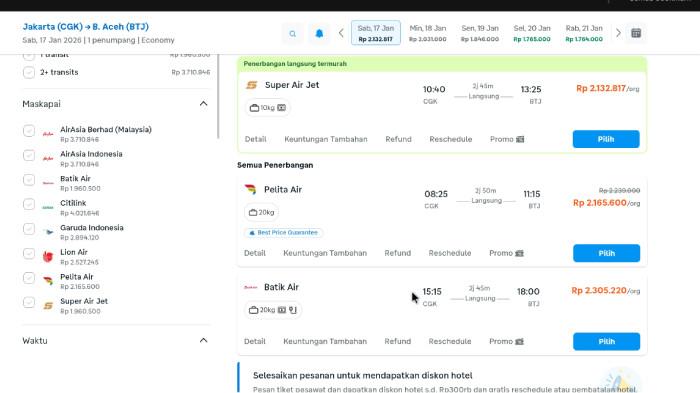 Menkes ngeluh tiket pesawat ke Aceh mahal, emang berapa harganya? Benarkah murah lewat Malaysia?