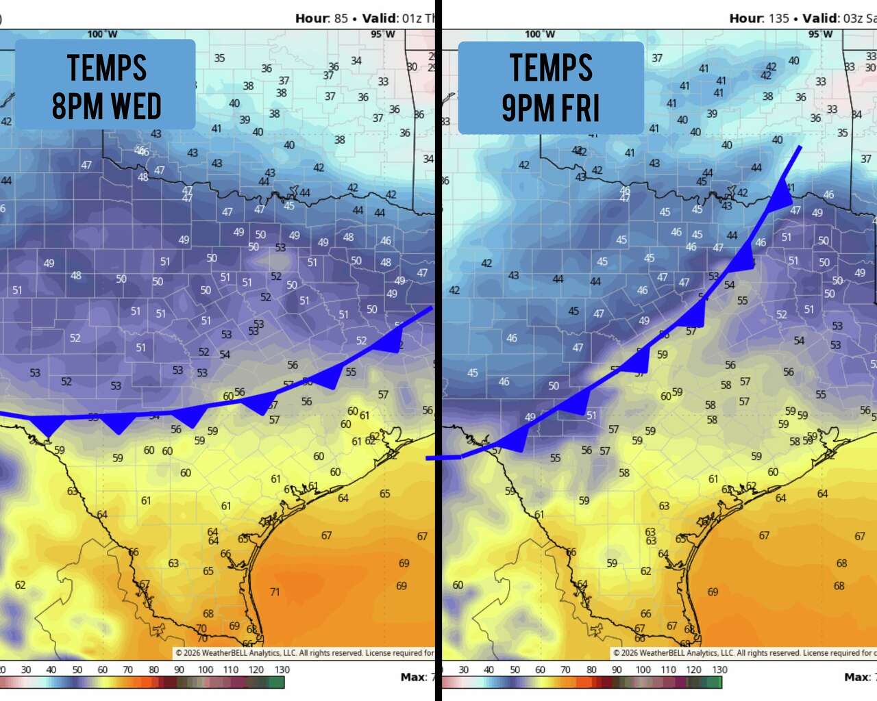 Two cold fronts to hit South Texas this week. Here's when they'll arrive.