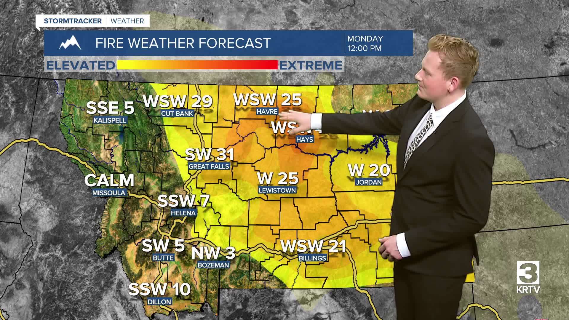 Strong winds, record warmth and fire danger in Montana - Monday, January 12