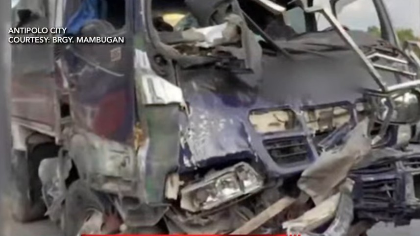 10-wheeler racing another truck rams eatery, houses in Antipolo