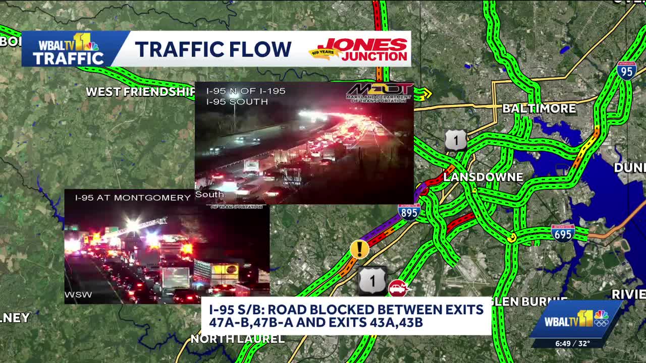 Major crash shuts down I-95 in Elkridge