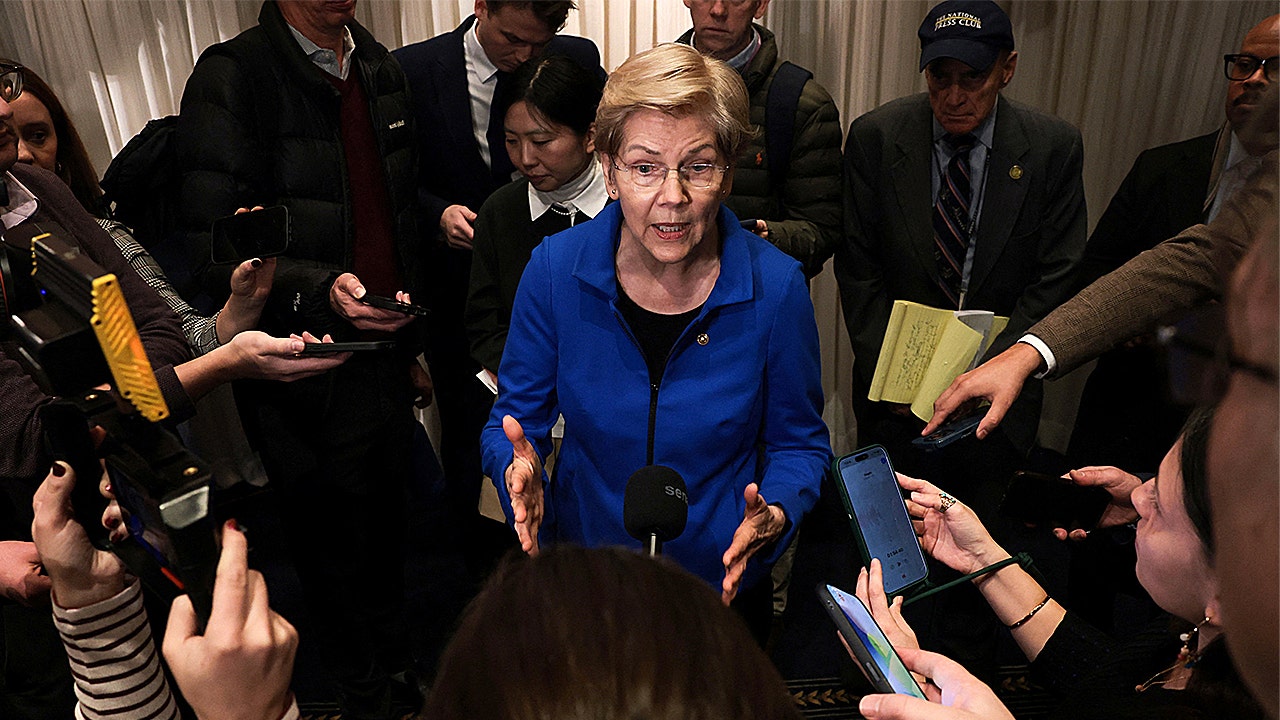 SSen. Elizabeth Warren, D-Mass., speaks with reporters after her remarks about the future of the Democratic Party during a newsmaker event at the National Press Club in Washington, D.C., on Jan. 12, 2026 Reuters Photos