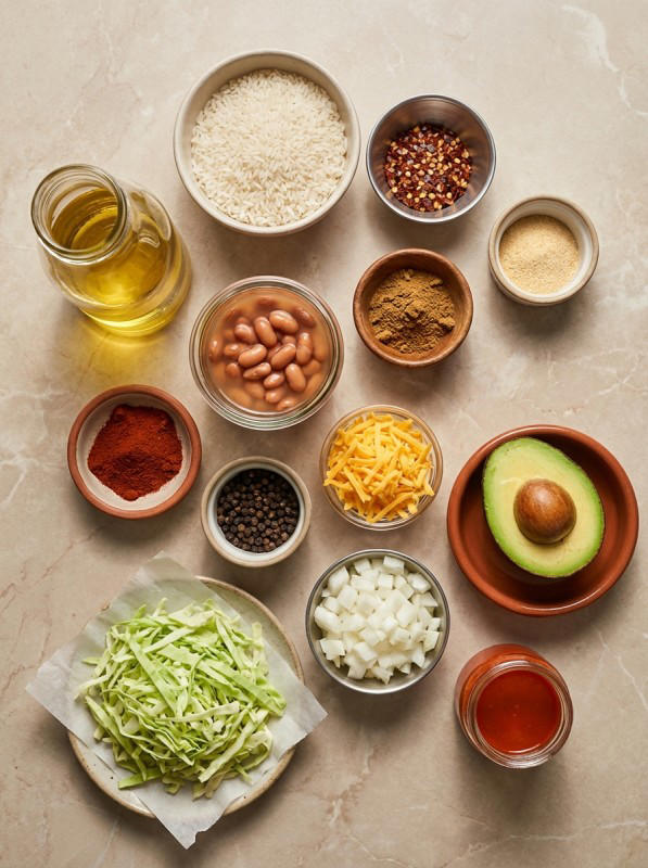 Cheesy pinto beans recipe with rice