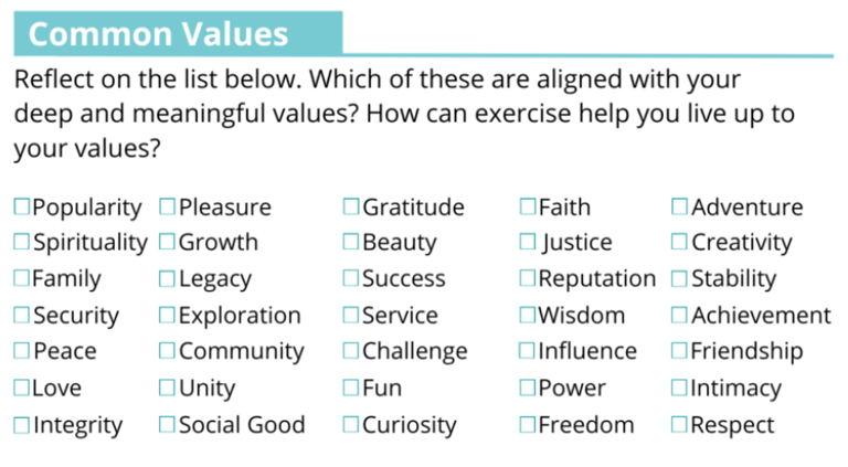 Finding exercise motivation through your personal values