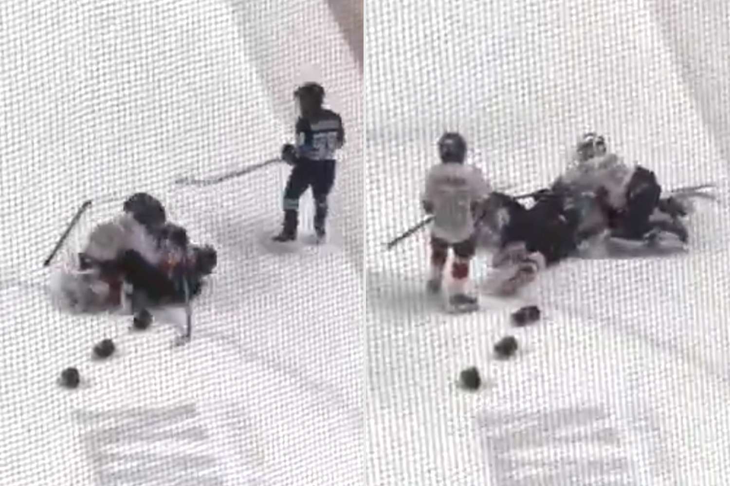 Youth hockey game erupts into chaotic brawl during intermission as