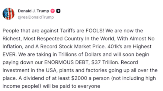 Trump truth social post