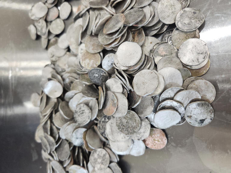 Повреждённые монеты, собранные на свалке в Инчхоне. /Банк Кореи